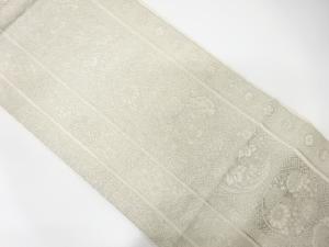 アンティーク　縞に花丸紋・古典柄織り出し袋帯（着用可）